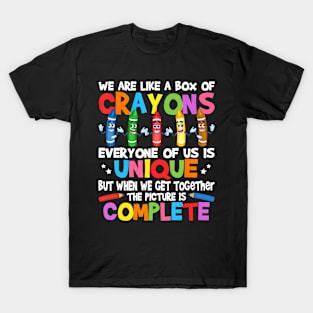 Funny Teacher We Are Like a Box of Crayons T-Shirt